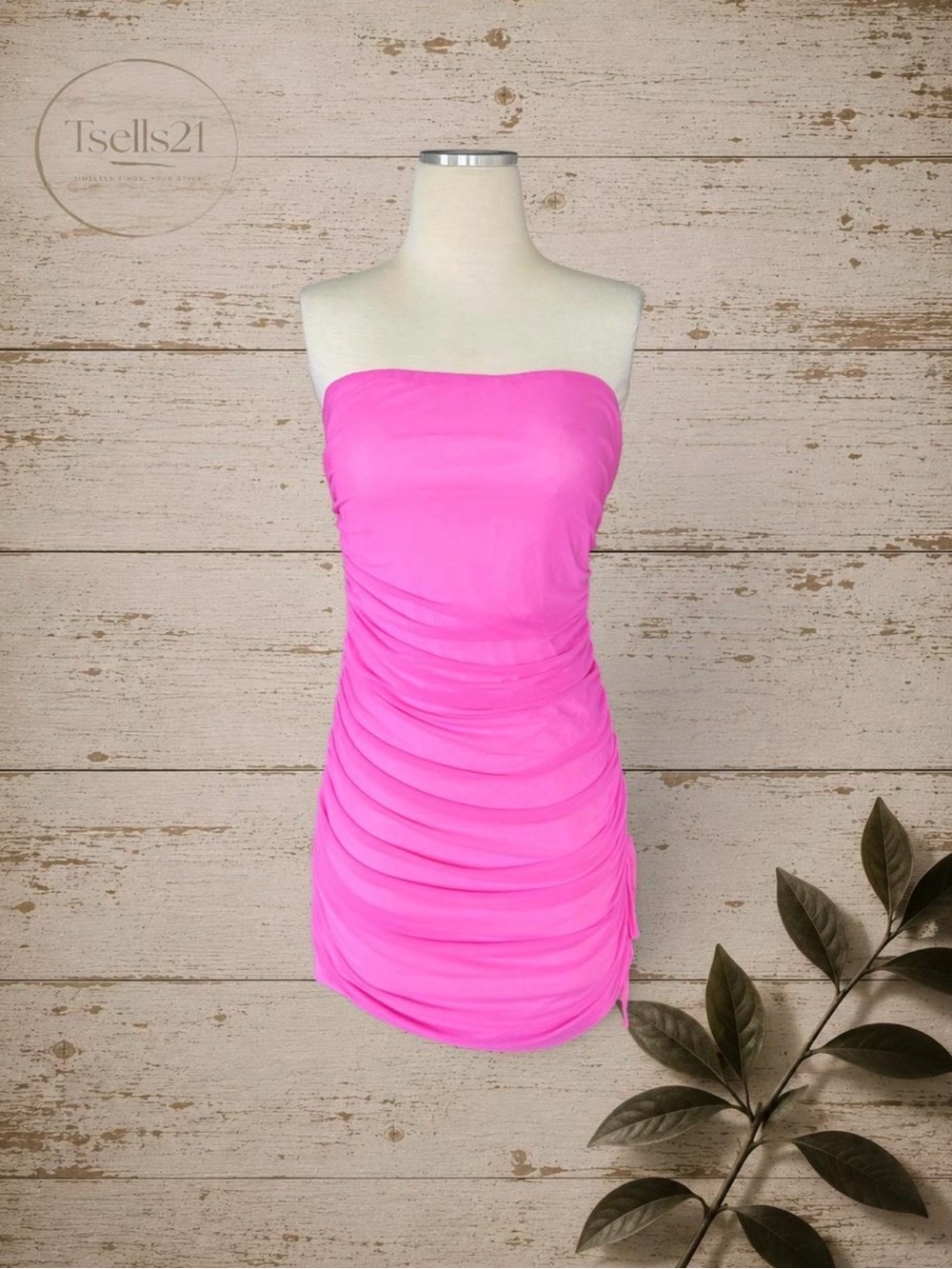 NWT Sister Party Hot Pink Ruched Tube Mini Dress - Size S
